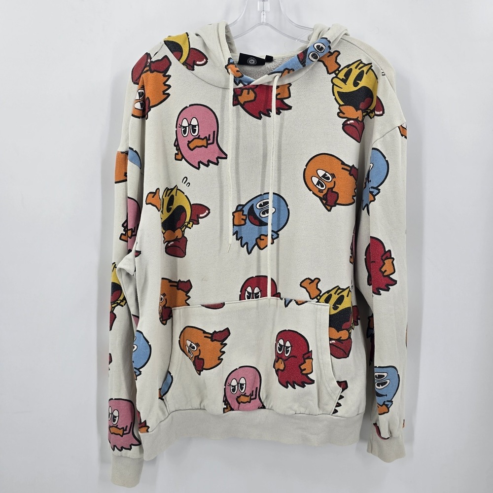 Pac-Man Hoodie Unisex Large  Logo  All  Over Print